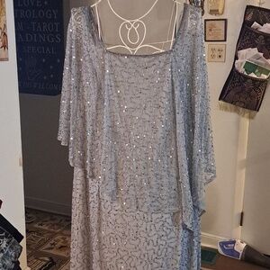 NWT Grey Beaded And Sequin Dress, 28 W